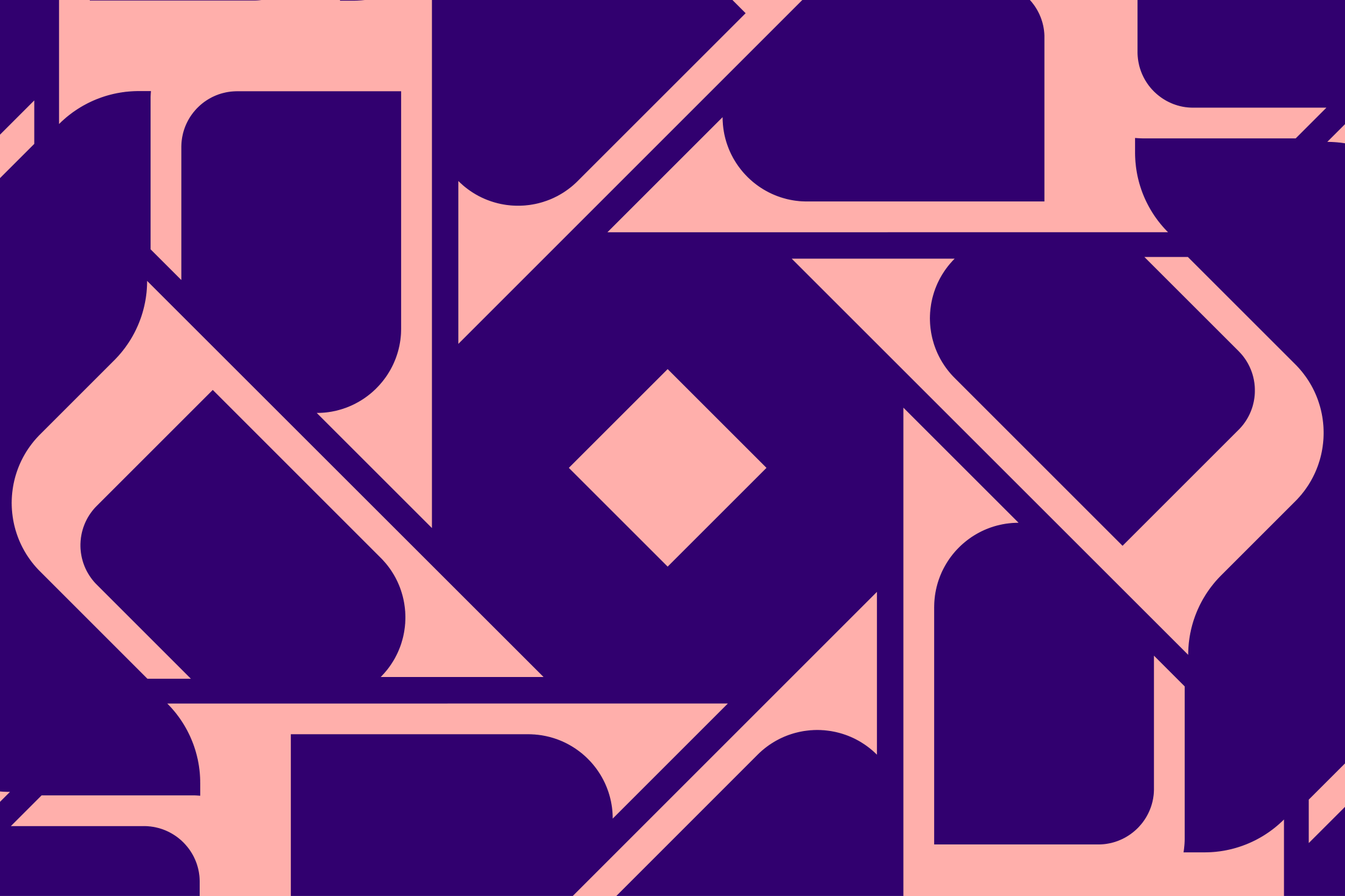 A large pattern cut from the emblem’s bands in pale pink on purple.