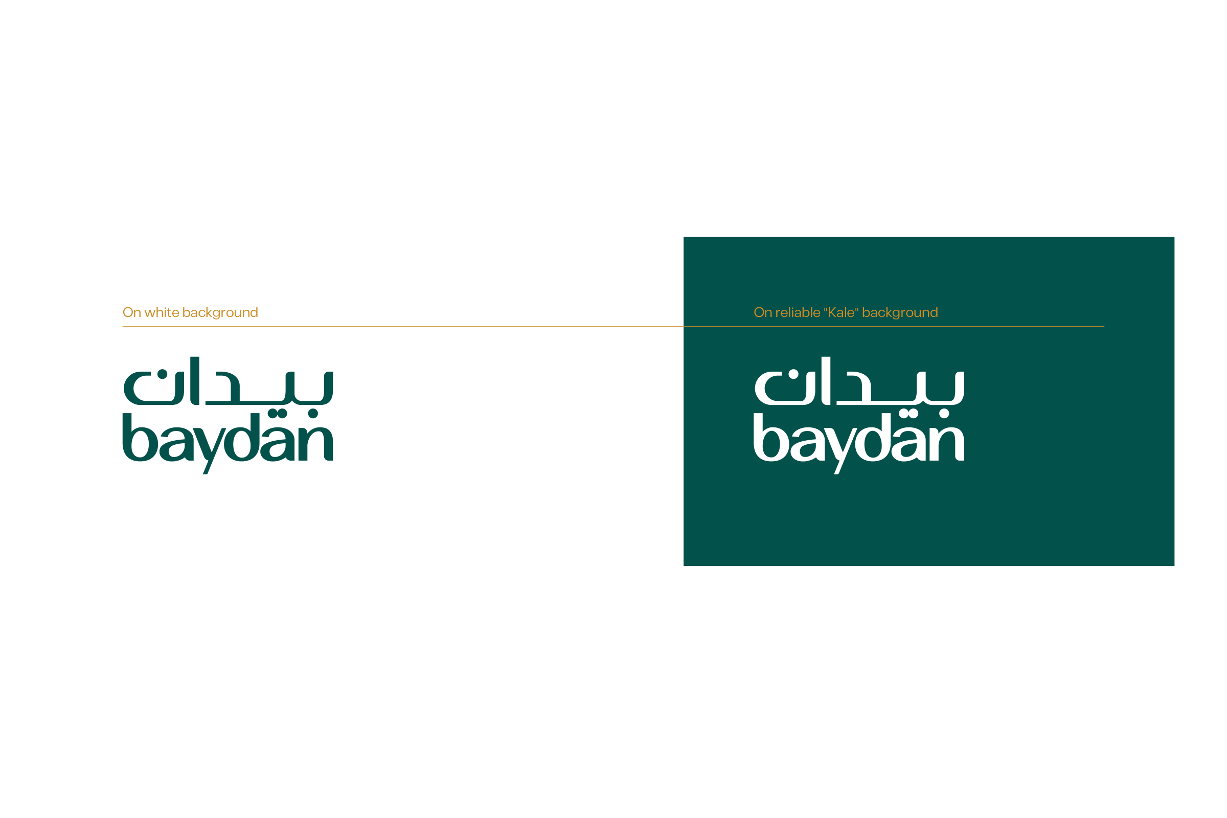 The logo in green on white and in white on the deep green Kale colour.
