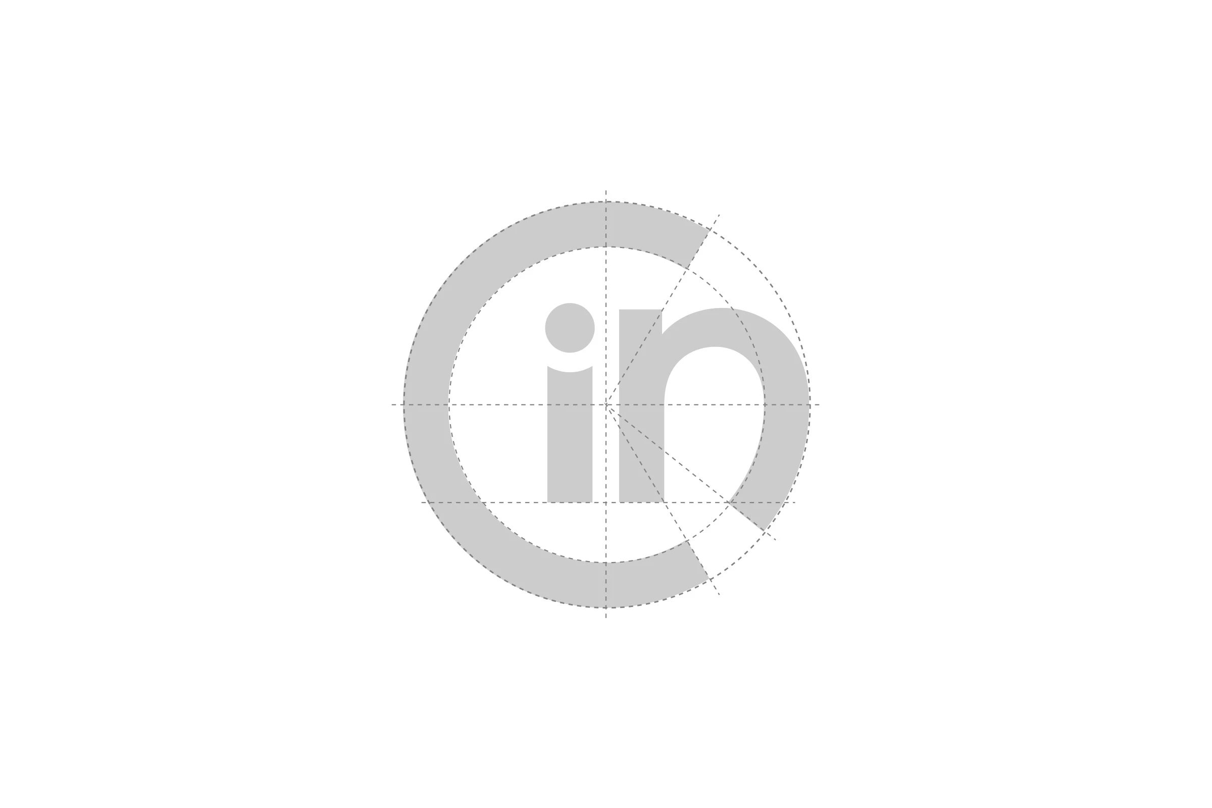 The symbol drawn in grey over its construction circles and guide lines.