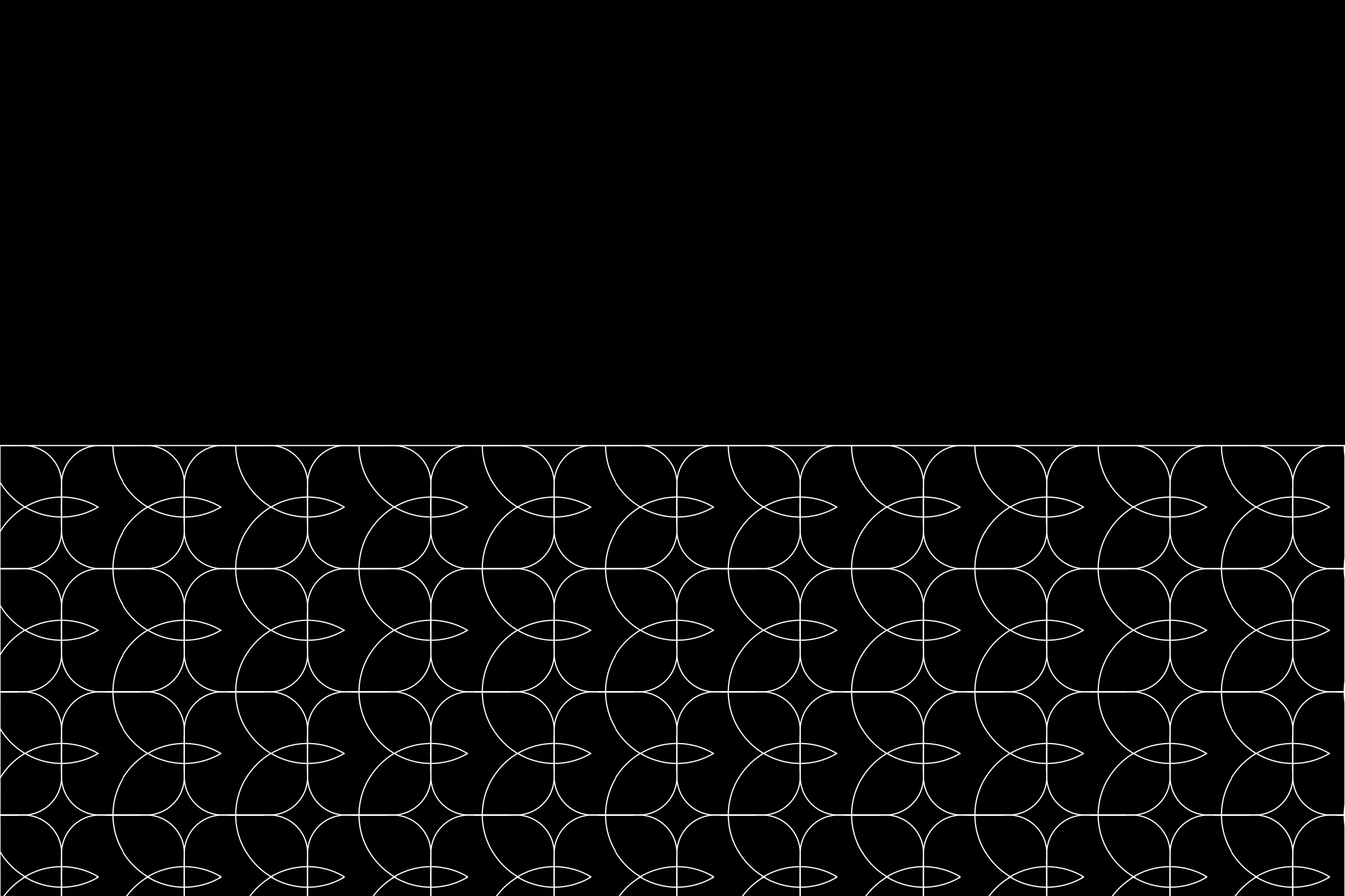 The pattern in white hairlines on black: the figure repeated in staggered rows across the lower half.