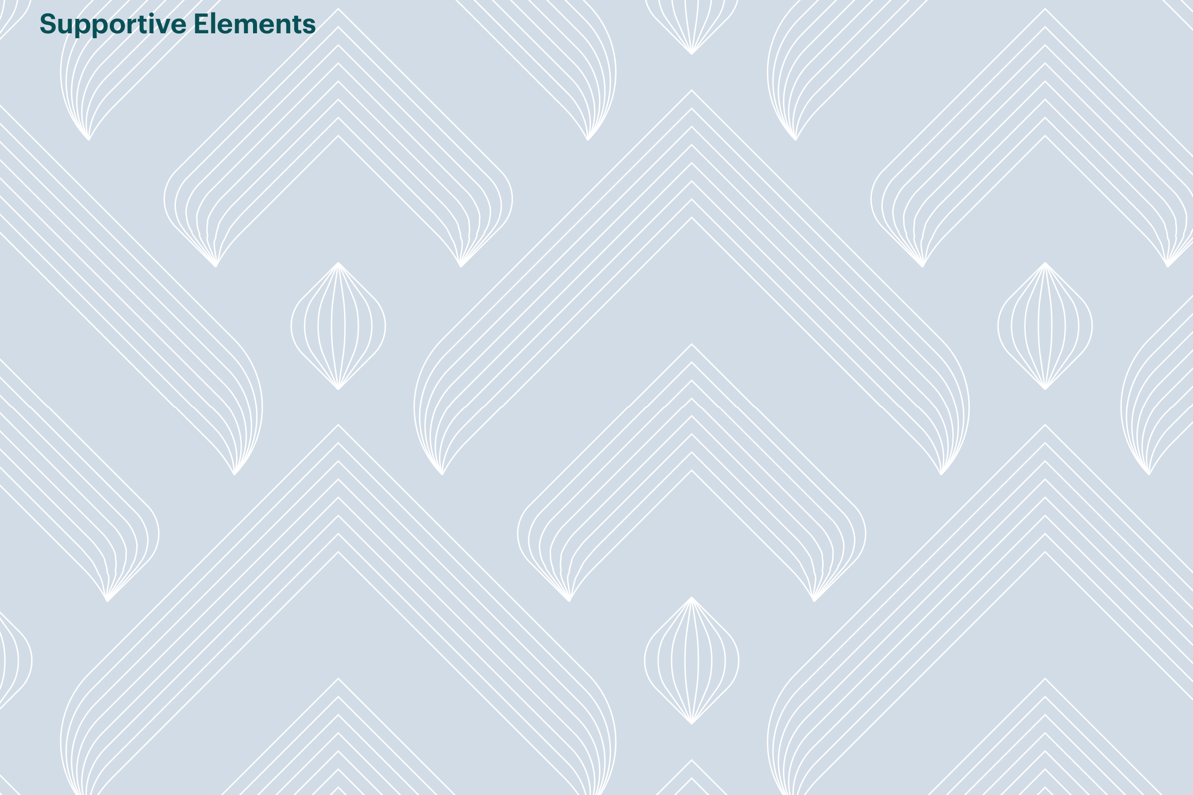 A pattern of line-drawn chevrons and diamonds in white, repeated and overlapping across a pale blue-grey ground.
