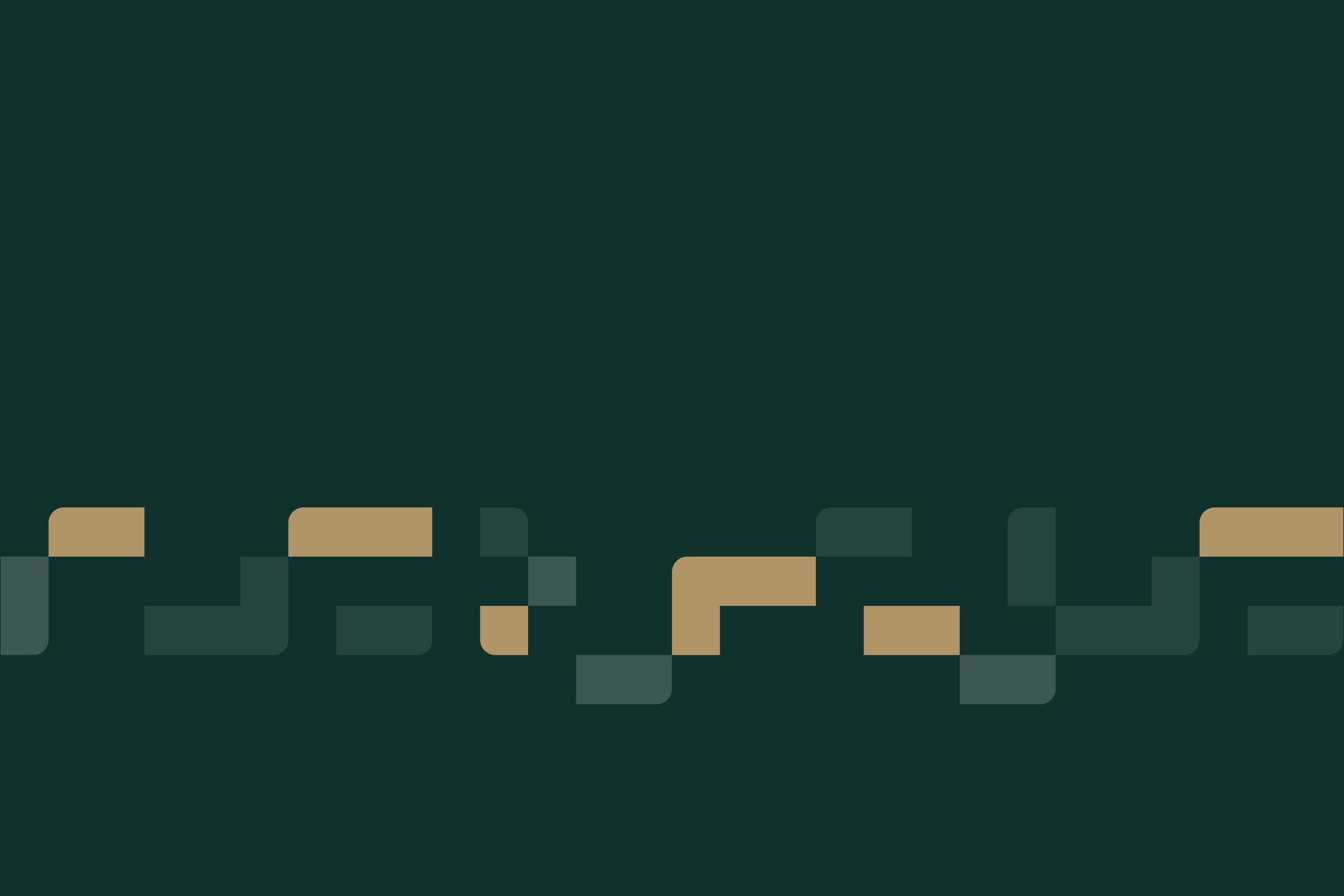 The pattern band of gold and green rectangles on deep green.