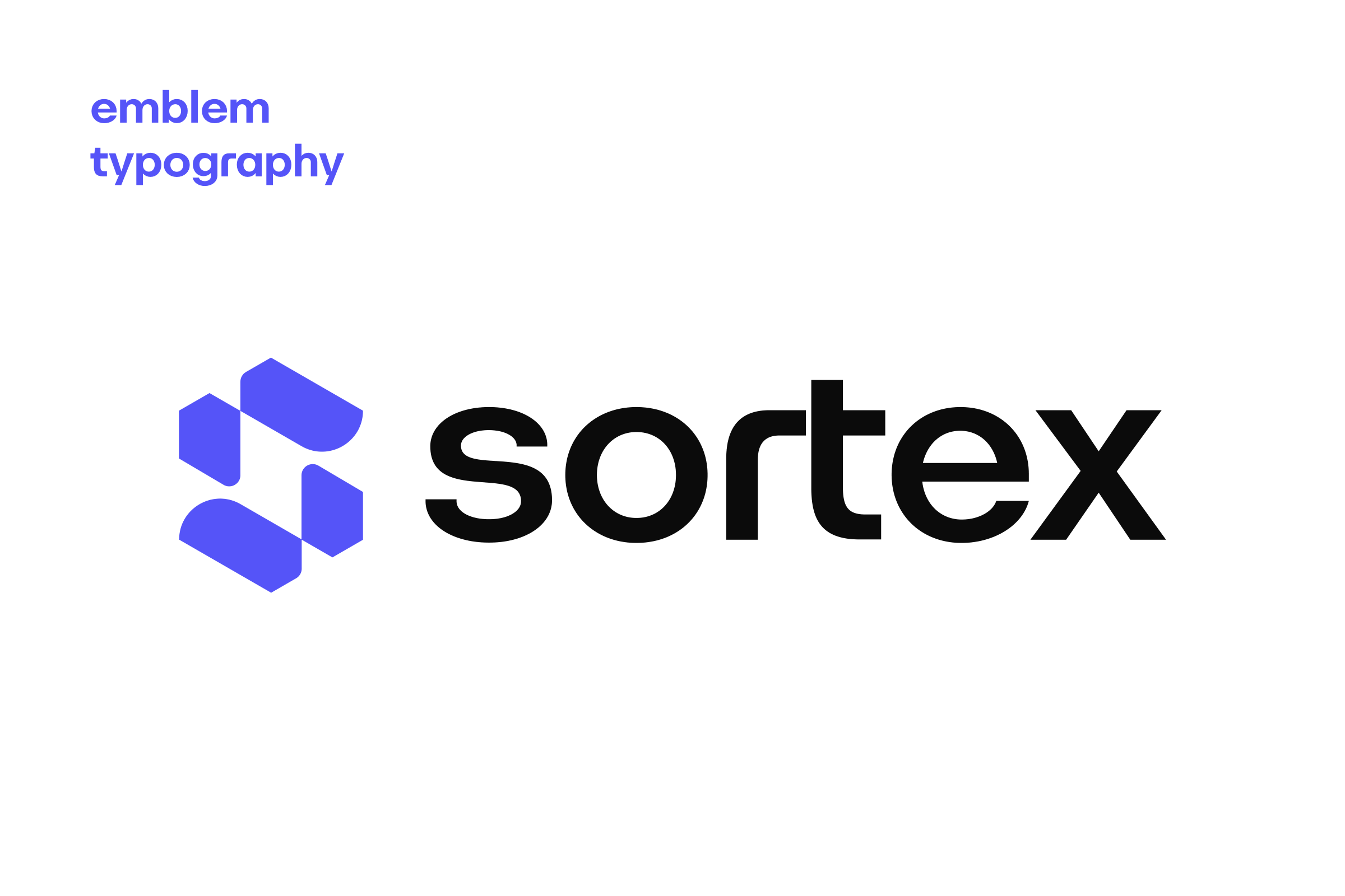 The violet emblem beside the lowercase wordmark sortex in black.